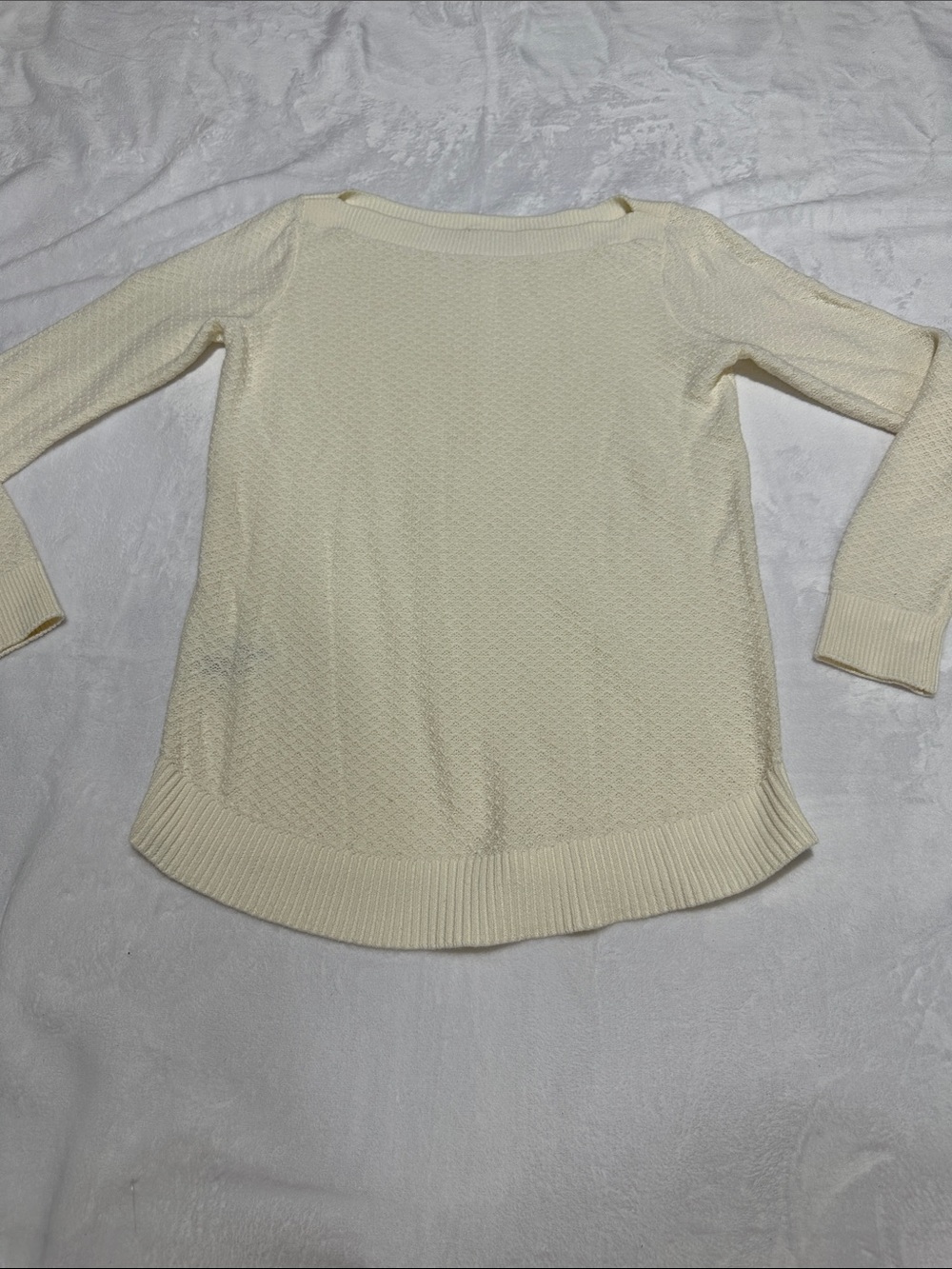 LOFT | size xsmall | Cream Textured Crewneck Sweater
